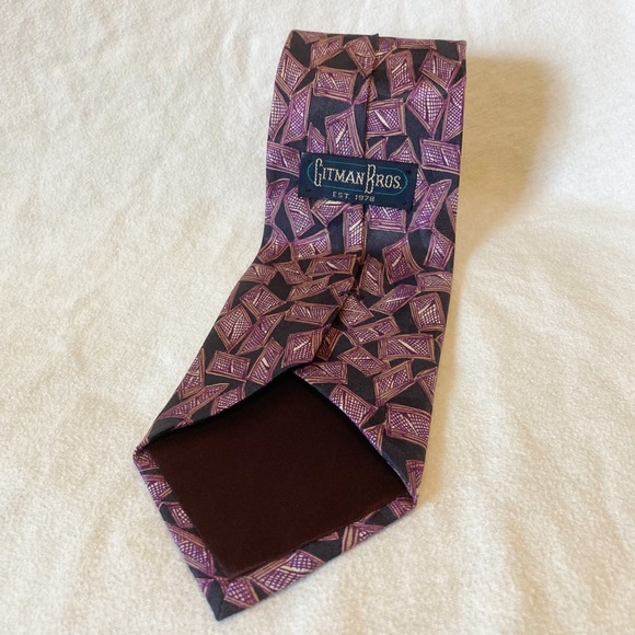Gitman Bros Neck Tie Abstract Purple Diamonds 100% Silk One Size OS EUC - Picture 2 of 5